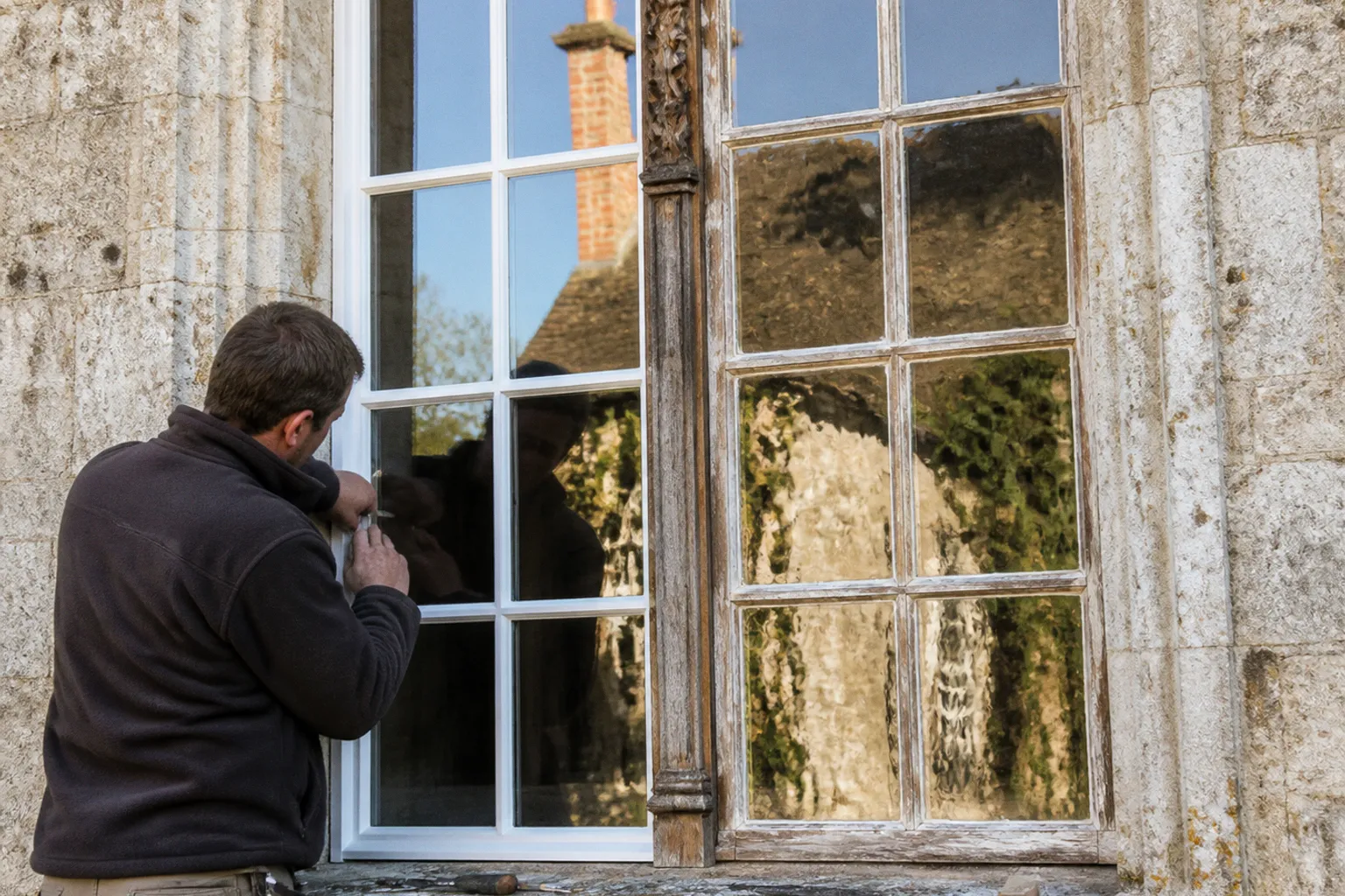 Double vitrage et fenêtres anciennes : le dilemme des manoirs