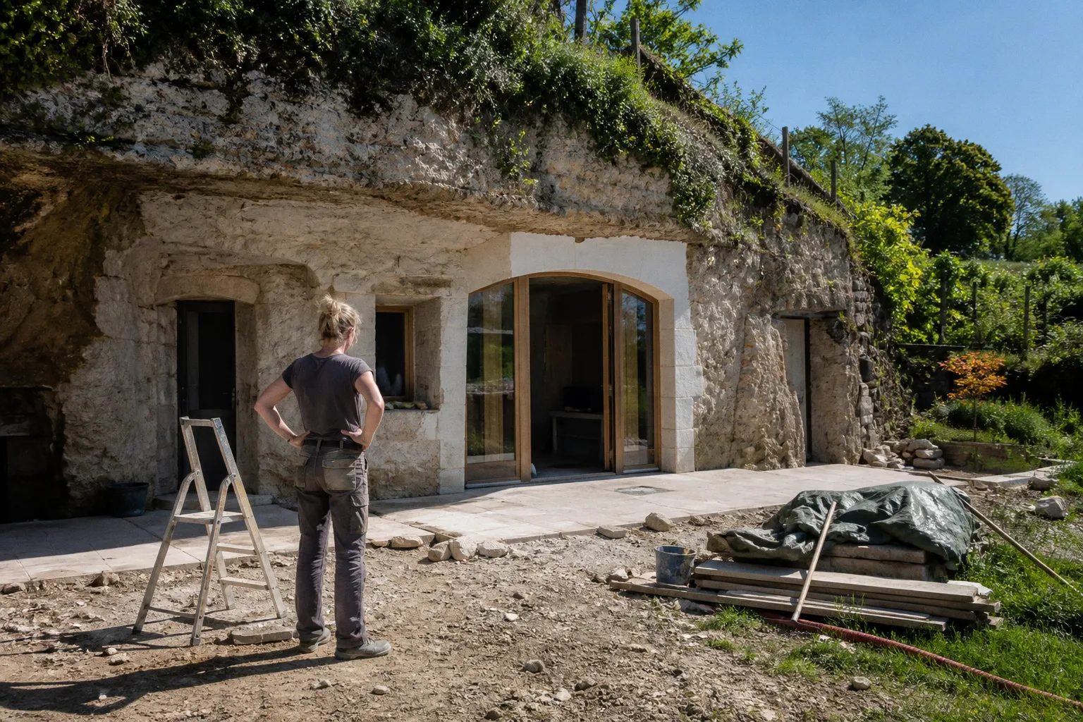 Une Anglaise bâtit son propre gîte troglodyte en Normandie : un pari architectural audacieux